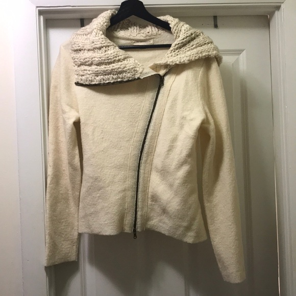 Anthro Wool Moto Style Sweater Jacket - Picture 1 of 7